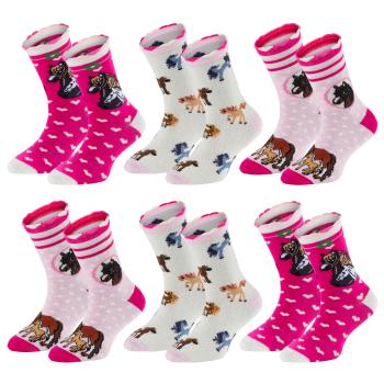 6 Paar TippTexx 24 Kinder Socken Romantik Pferd